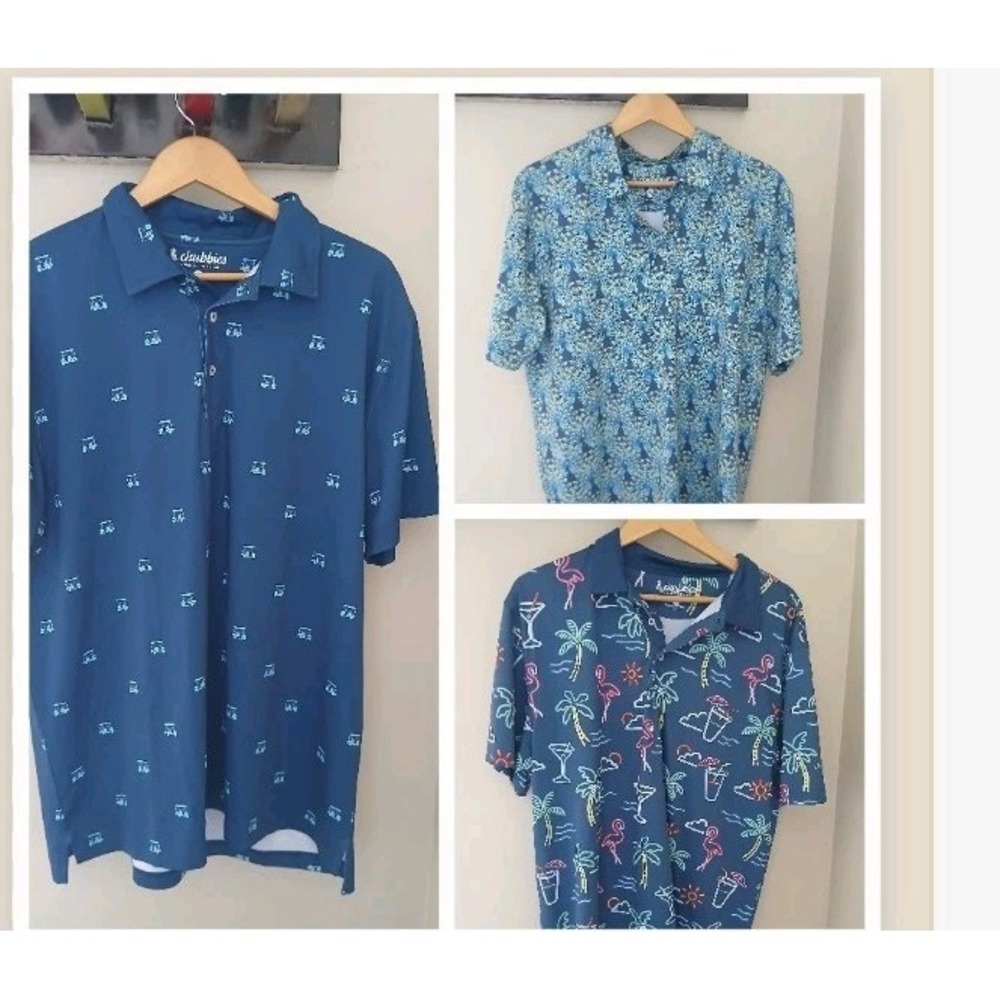 Lot of 3 Chubbies The Weekend Has Arrived Polo Shirt Size XL Performance Golf